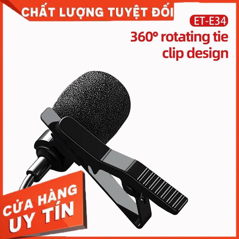 Mic Thu Âm Cài Áo Mini Earldom E34 E38 Cho Điện Thoại Chân 3.5mm Thích Hợp Hát Karaoke Livestream
