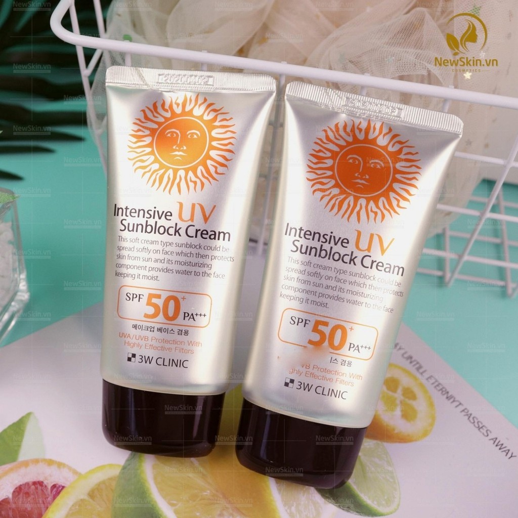 Kem Chống Nắng 3W Clinic Dành Cho Mọi Loại Da SPF50 PA+++ Intensive UV Sunblock Cream (70ml)