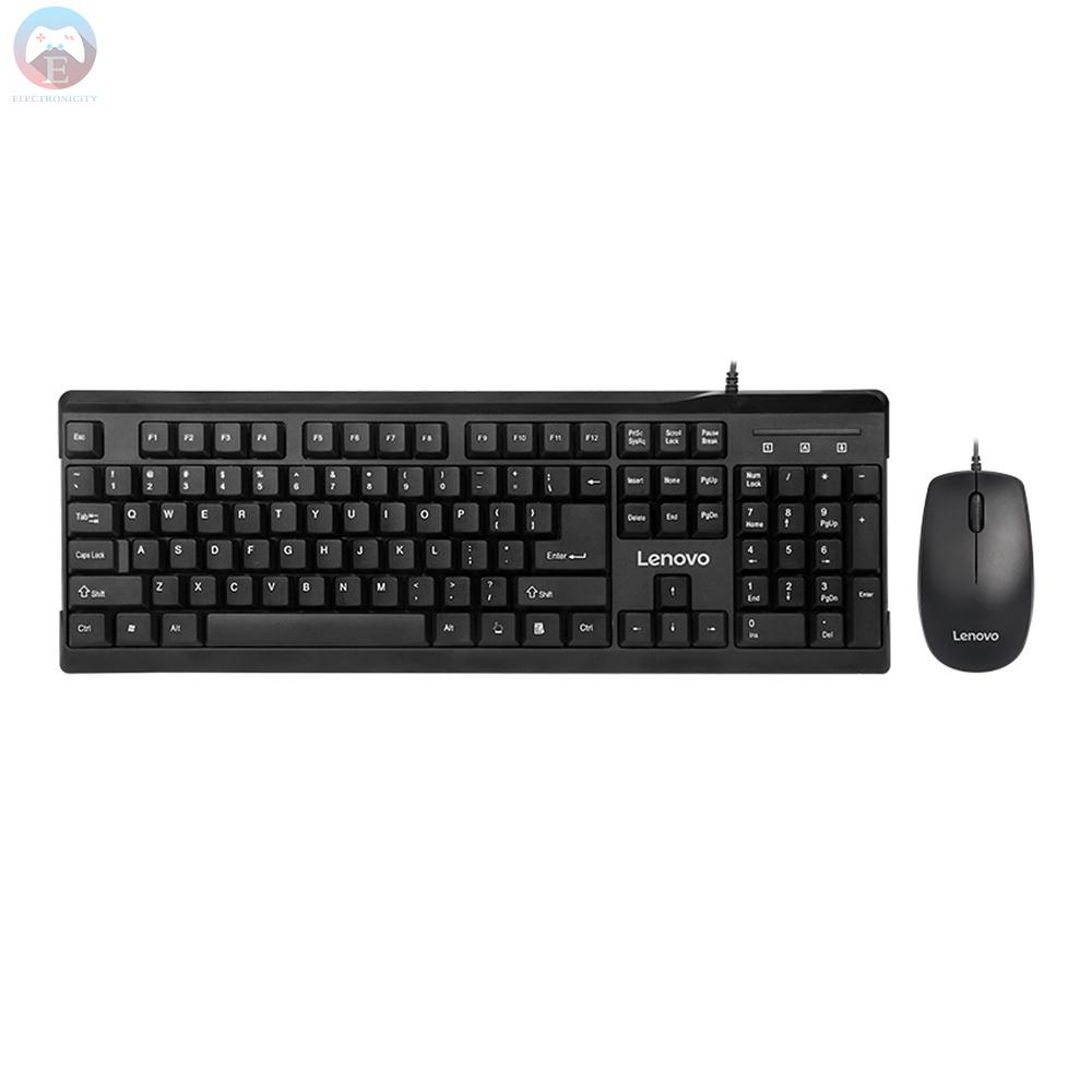 Ê Lenovo MK618 Wired Keyboard and Mouse Combo Ergonomic Desktop Full Size USB Corded Mouse Keyboard Set with Number Pad/1000DPI Optical Mouse for Computer/Laptop/PC/Desktop/Notebook