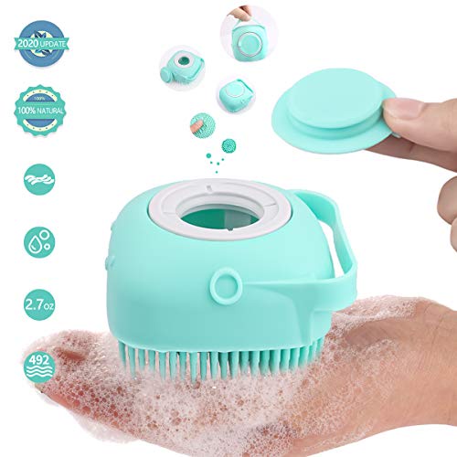 Cọ Tắm Silicon Vuông Có Ngăn Chứa Dầu Tắm Tiện Lợi, Bông Tắm Silicon giúp tẩy tế bào chết/massage đầu và cơ thể