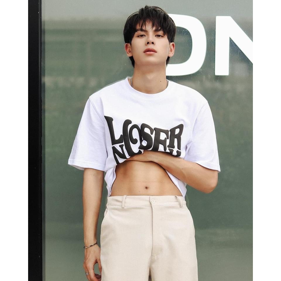 ÁO THUN UNISEX THE MOOD MAKER LOSER NOSEY MÀU TRẮNG CHỮ ĐEN IN NỔI