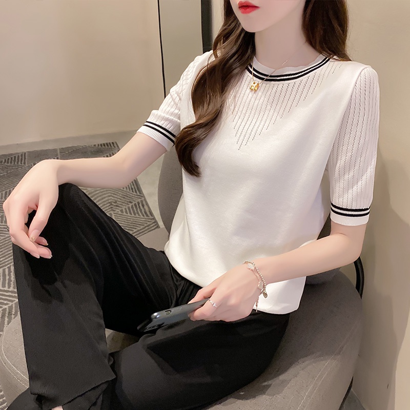 NRVP Áo Cardigan Dệt Kim Tay Ngắn Dáng Rộng Phong Cách Hàn Quốc