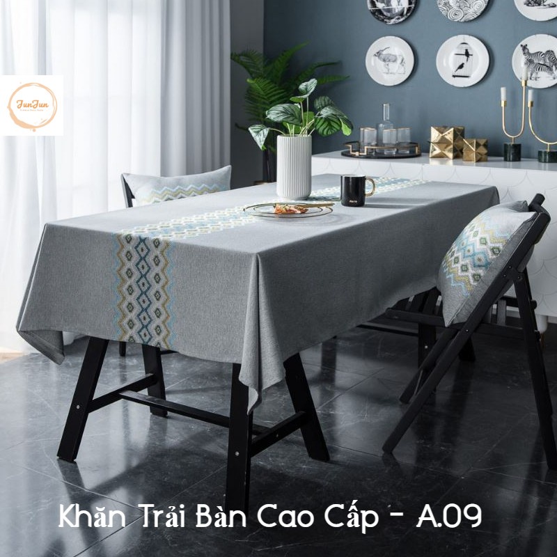 A09_Khăn trải bàn Cao Cấp hình vuông/chữ nhật chất liệu cotton 100% Phong cách Bắc Âu