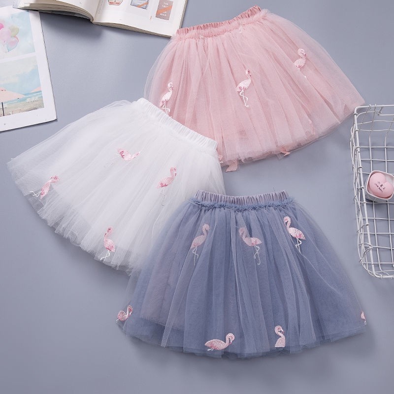 Chân VáY XòE Ren HìNh Chim HồNg HạC|Chân Váy Xòe Phối Ren Xinh Xắn Chất Lượng Dành Cho Bé 1-10 Tuổi