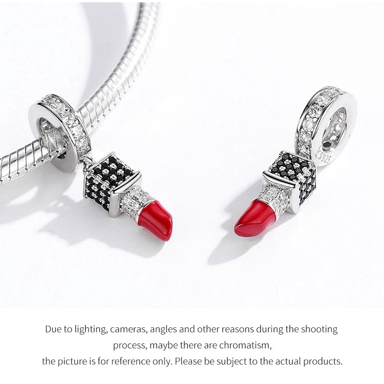 Mặt trang sức Bamoer Scc1392 họa tiết thỏi son bằng bạc 925 lấp lánh sành điệu cho nữ