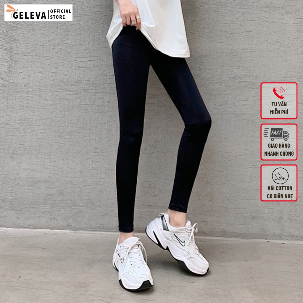 Quần legging nữ dài vải cotton co giãn ôm bó Geleva LEG521