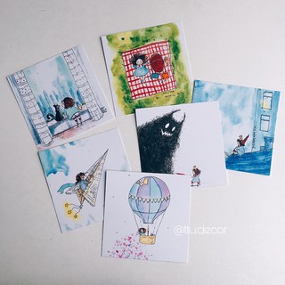 SET 6 TẤM POSTCARD CÔ BÉ TÓC XÙ TRANG TRÍ