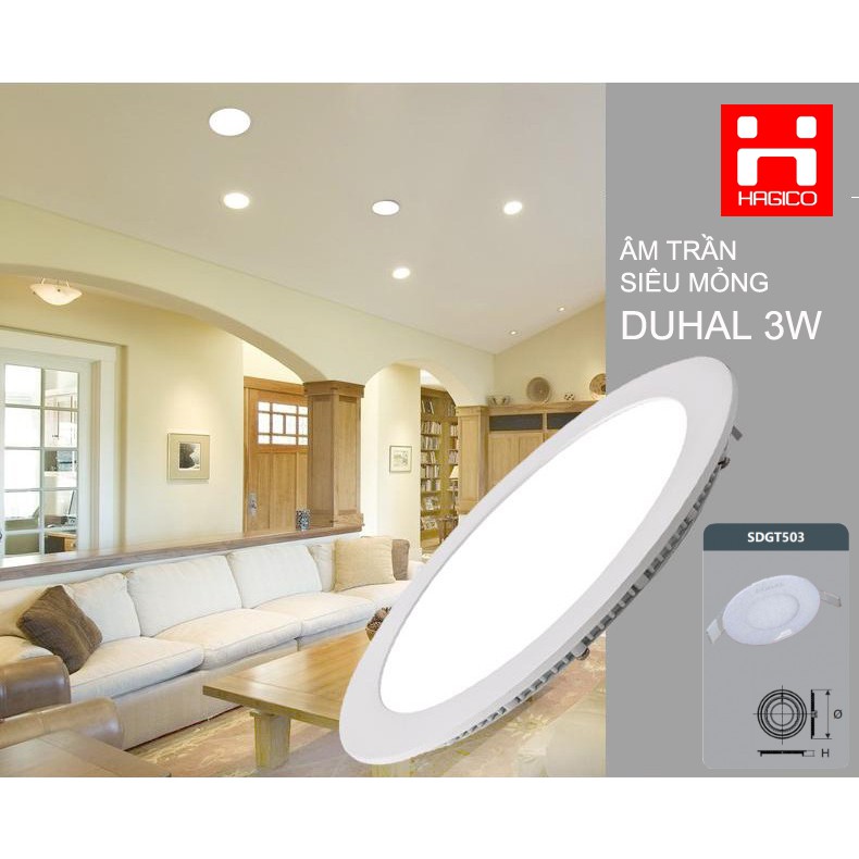 Đèn led âm trần tròn Duhal 3W SDGT503 KDGT503
