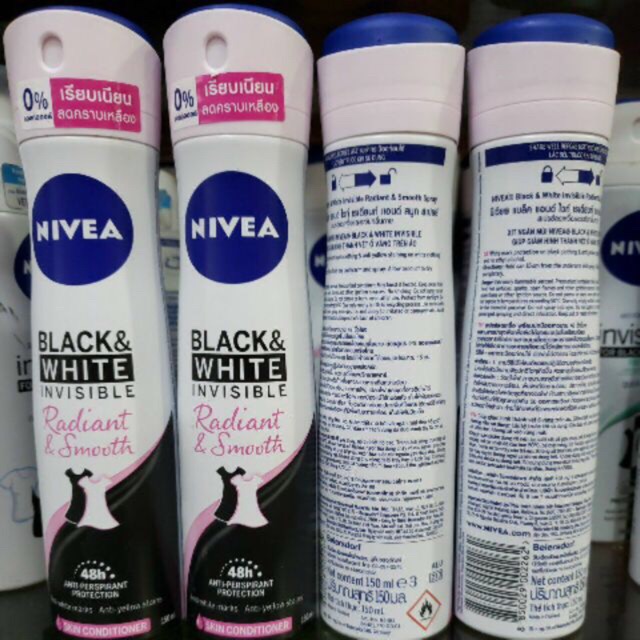 Xịt Ngăn Mùi Nữ Nivea Invisible Black &amp; White Fresh Ngăn Vệt Ố Vàng 150ml