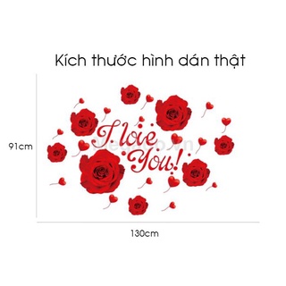 DECAL DÁN TƯỜNG HOA HỒNG NHUNG ILU