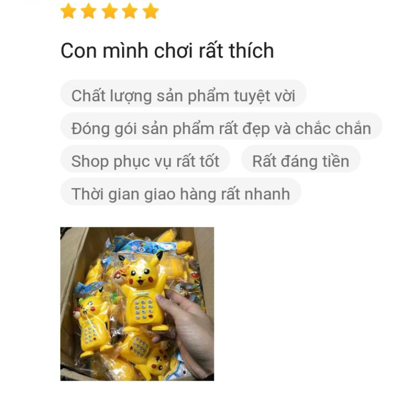 【Có nhạc】Đồ chơi điện thoại bàn cầm tay Pikachu dùng pin xinh xắn, ngộ nghĩnh cho bé