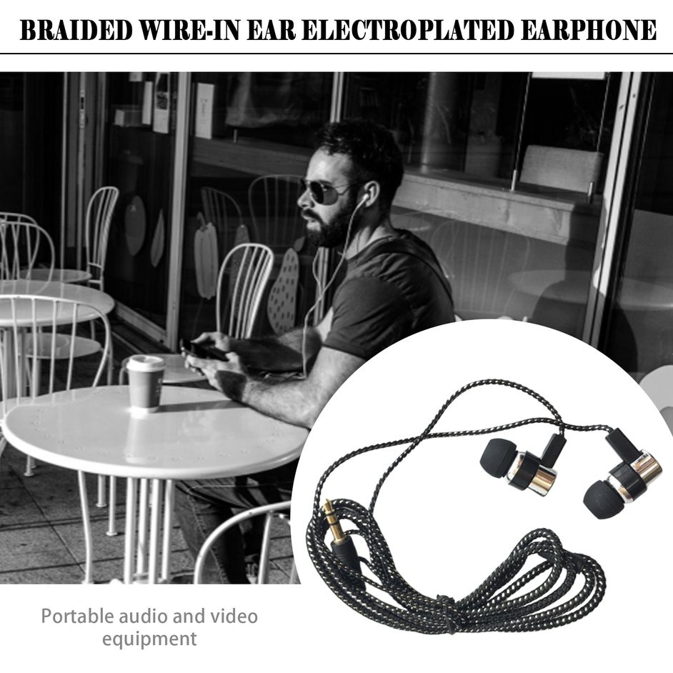 Tai nghe nhét tai có dây bện chất lượng cao Braided Wiring Plating Headset Line K Song Mobile Phone Mp3 Headset Universal