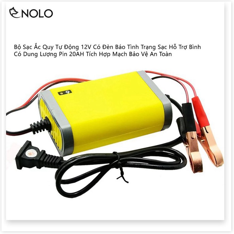 Sạc Ắc Quy Tự Động 12V Đèn Báo Tình Trạng Sạc Hỗ Trợ Bình Có Dung Lượng Pin 20AH Tích Hợp Mạch Bảo Vệ An Toàn