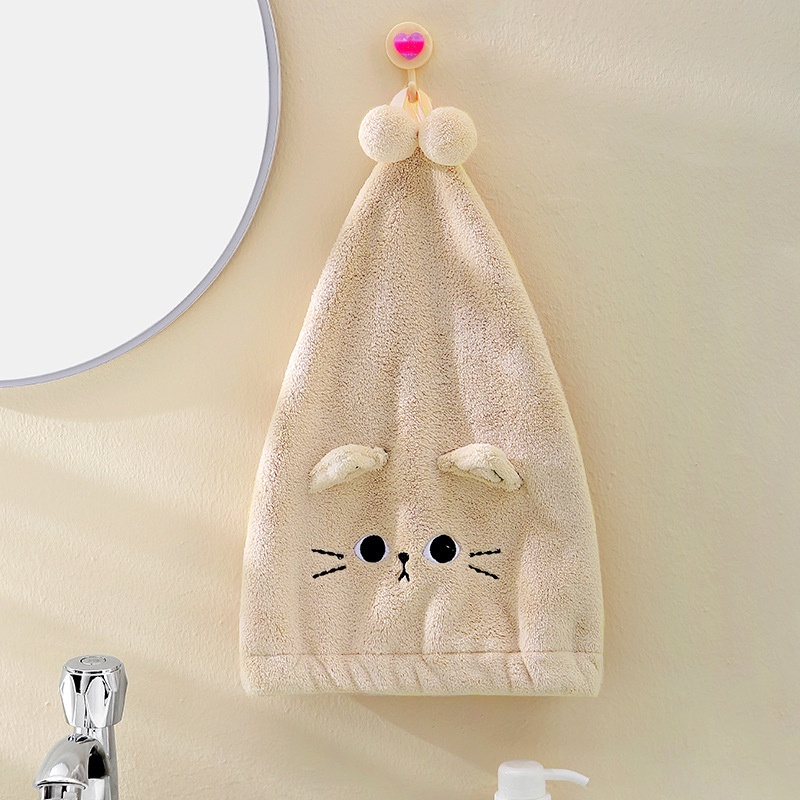 PVN50663 Khăn quấn tóc, mũ trùm đầu thấm nước làm khô tóc hình con mèo Giá Rẻ