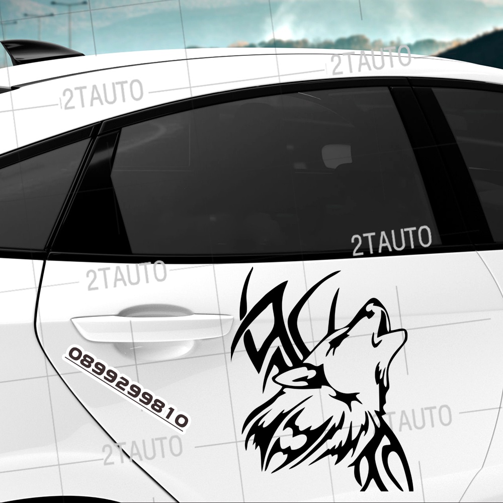 Tem decal sticker dán xe HÌNH CHÓ SÓI CỠ LỚN, chống thấm nước, logo CON SÓI WOLF dán trang trí xe hơi - MẪU 1