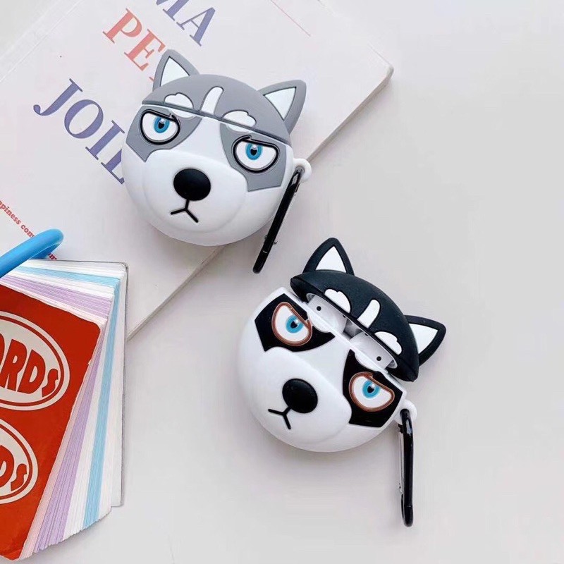 Vỏ Bảo Vệ Tai Nghe Airpods 1/Airpods 2 Hình Husky Ngáo