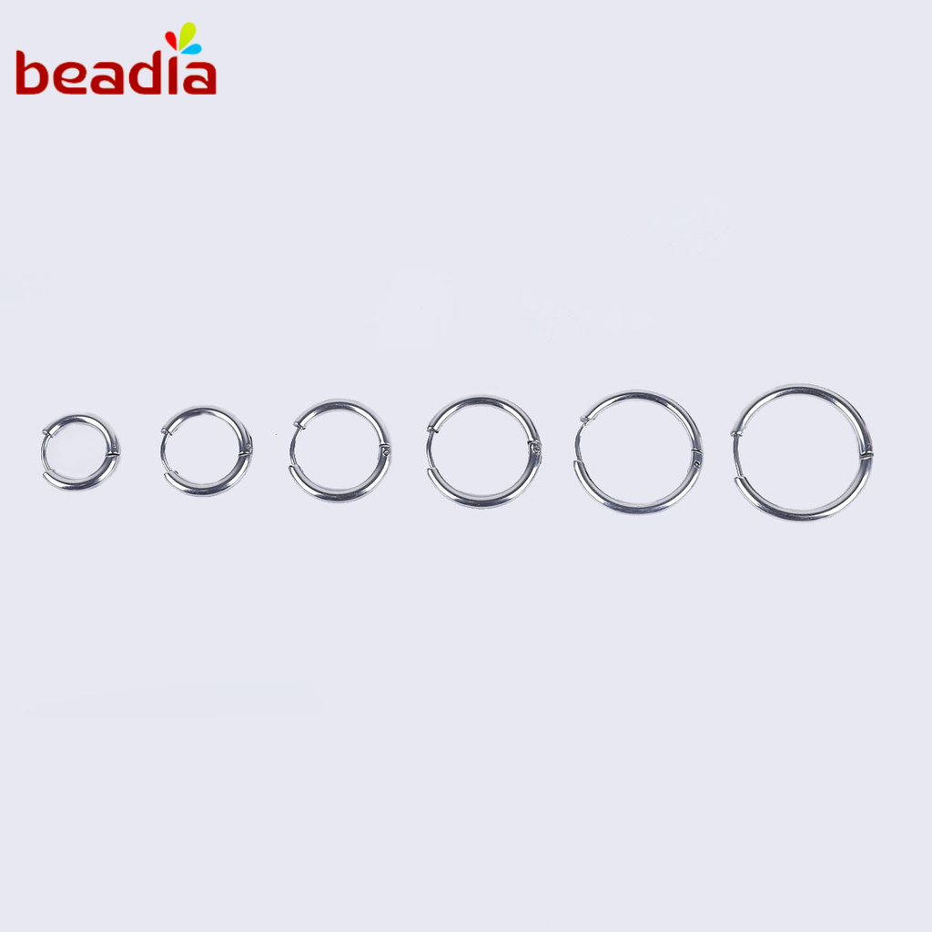 Khuyên tai BEADIA kiểu tròn nhỏ bằng thép không gỉ tùy chọn màu sắc dùng để đính hạt dành cho nam và nữ