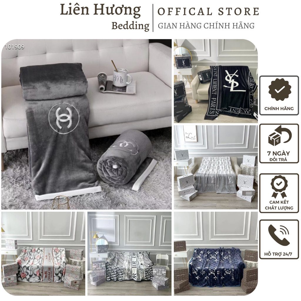 Chăn lông tuyết nhung văn phòng cao cấp, mền nhung tuyết thương hiệu mềm mịn có hộp đựng sang trọng kích thước m5x2m