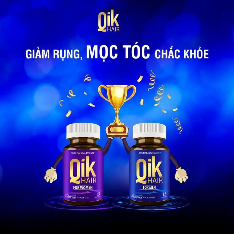 ✅VIÊN UỐNG QIK HAIR FOR MEN VÀ FOR WOMEN. mua 4 chai tích điểm tặng 1 chai 15v