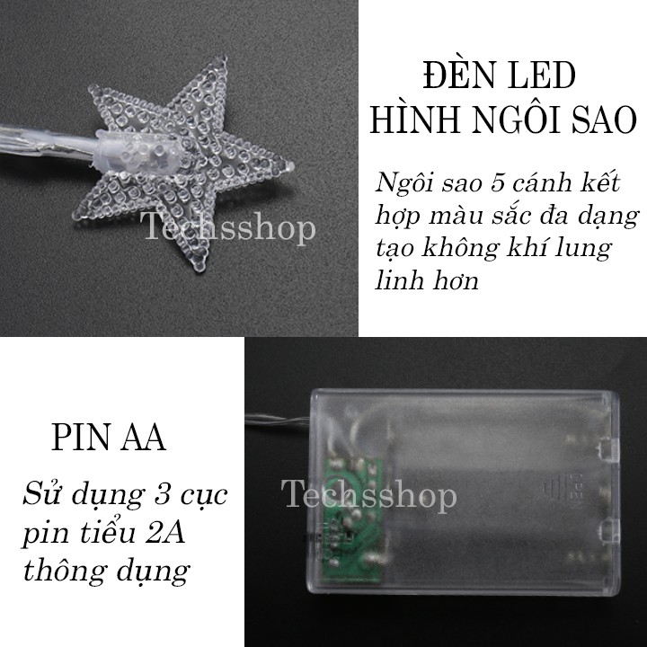 Đèn led trang trí Noel hình ngôi sao dây 6 mét cổng Usb - dây đèn led trang trí sinh nhật, đám cưới, lễ noel
