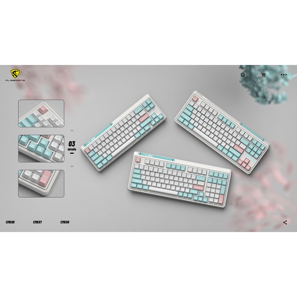 Bàn phím FL-Esport CMK98 SAM Marshmallow 3 mode kết nối Bluetooth/Type C/ Usb 2.4Ghz, led RGB Hotswap