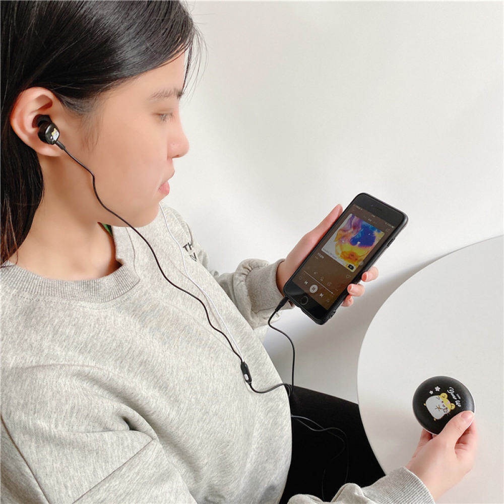 Tai Nghe Nhét Tai Có Dây 3.5mm Kèm Hộp Đựng Họa Tiết Hoạt Hình Đáng Yêu Mới 2022