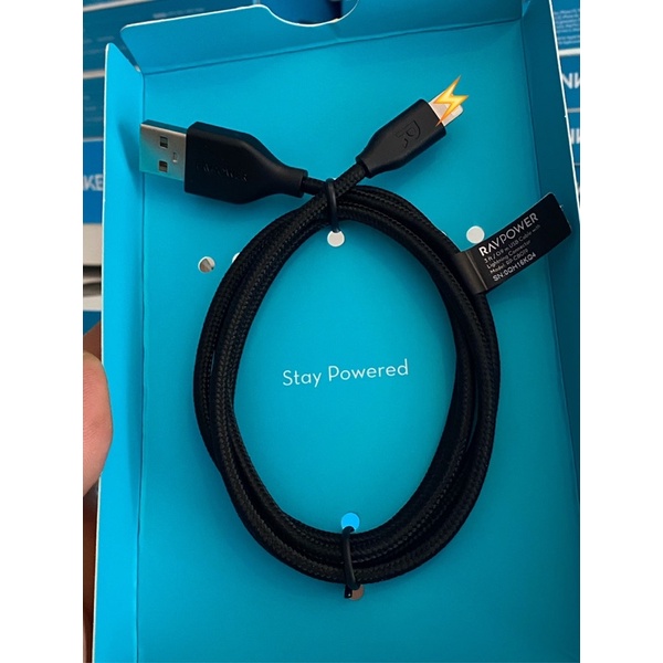 [New] Cáp sạc nhanh iP Usb A to L dài 0,9m bọc nylon chuẩn M - F - i chính hãng R - A - V - Bảo hành 12T