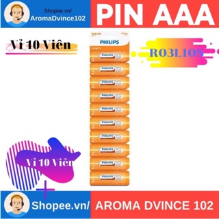 Vỉ 10 viên pin kẽm philips aaa r03l10s