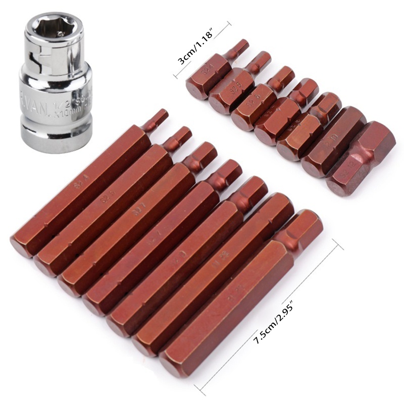 Bộ Tua Vít Lục Giác 1 / 2 Inch 30 / 75mm Bằng Thép S2 Chuyên Dụng