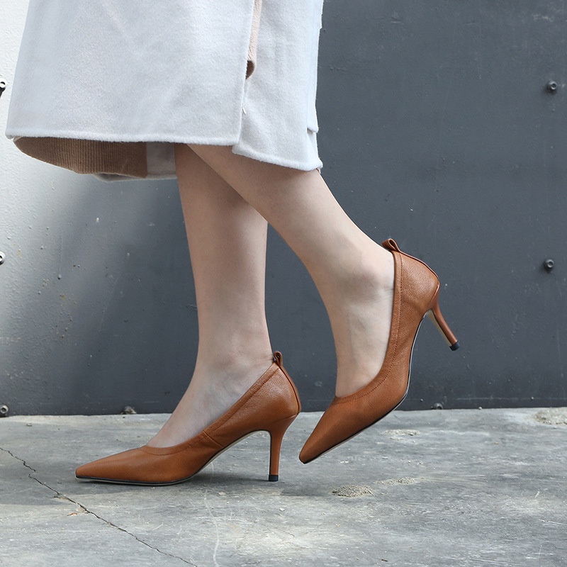 [SKM] Giày Nữ Cao Gót phong cách Hàn Quốc giày công sở Đàn Hồi Đơn Giản 21146