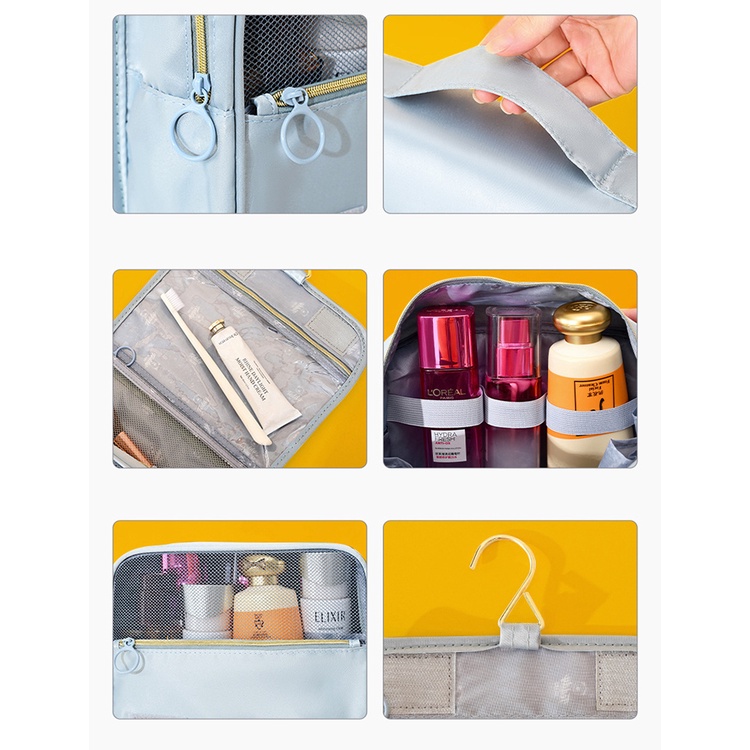 Túi Đựng Mỹ Phẩm Cỡ Lớn Chống Thấm Nước Có Móc Treo Thiết Kế Hình Gấu Dễ Thương Phong Cách Hàn Quốc