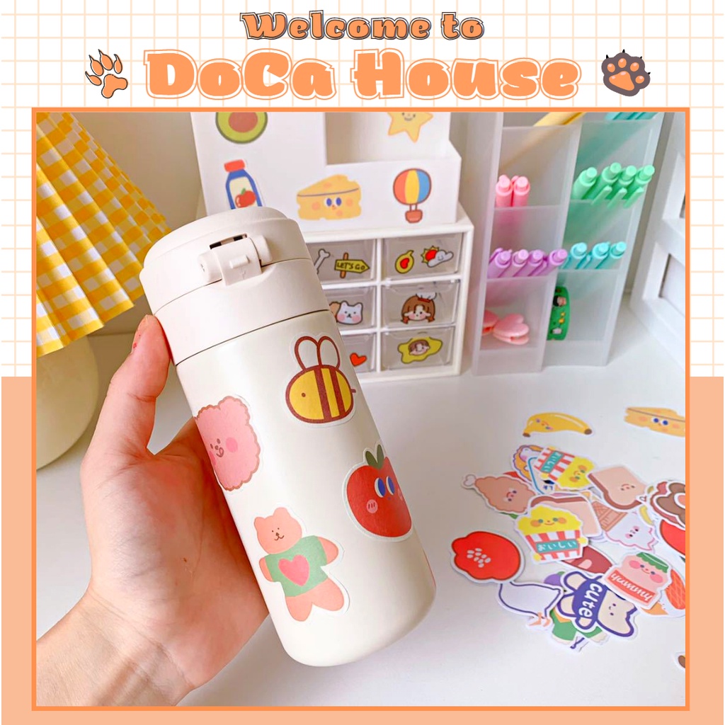 Gói 20 hình dán sticker cute trang trí, decor bình nước bàn học đồ dùng học tập dễ thương DC46