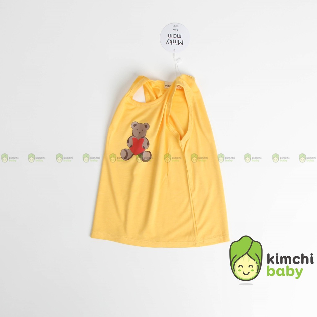 Áo Ba Lỗ Bé Gái, Bé Trai Minky Mom Vải Thun Lạnh In Hình Gấu Kute Xuất Hàn, Áo Thun 3 Lỗ Trẻ Em Cực Đẹp KWA2102