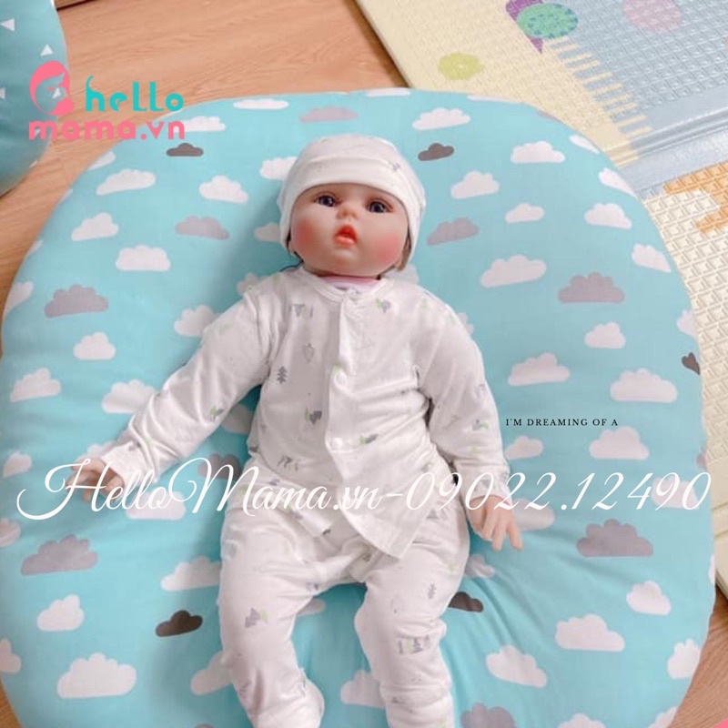 Gối chống trào ngược cho bé MinaBaby kèm gối lõm chống bẹp đầu bé, họa tiết xinh xắn.