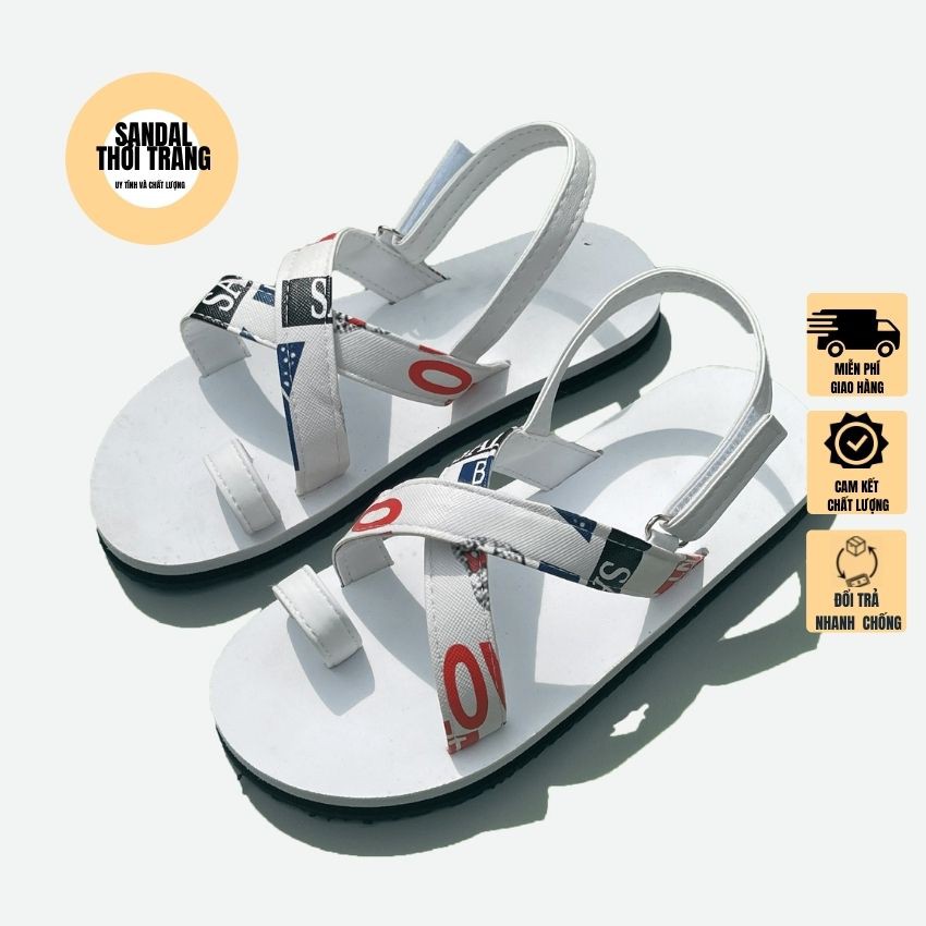 Dép quai hậu xỏ ngón quai chéo đi học nữ nam A24 họa tiết Full sz 30-44 SANDALTHOITRAG