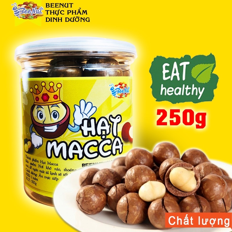 (Hũ 250g) Hạt macca nứt vỏ (Có tặng dụng cụ tách vỏ) Hạt macca Úc to, đều Hạt dinh dưỡng Đồ ăn vặt Healthy BeeNut