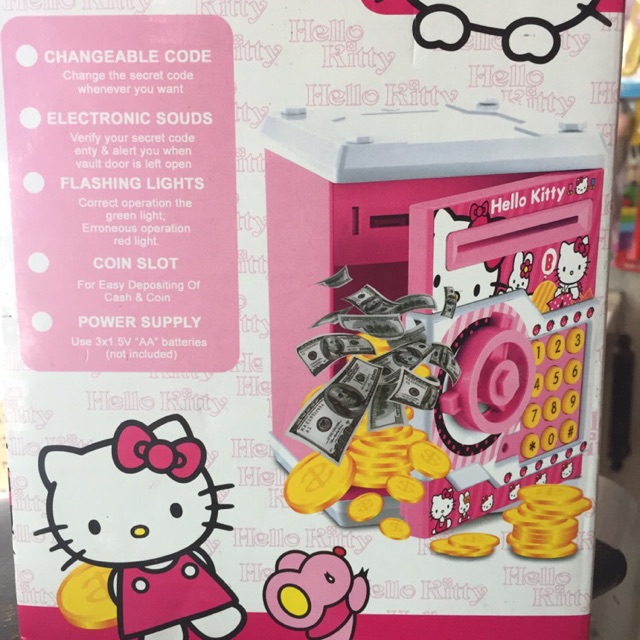 Đồ chơi két sắt mini hello kitty mẫu mới hút tiền và mở bằng mật khẩu