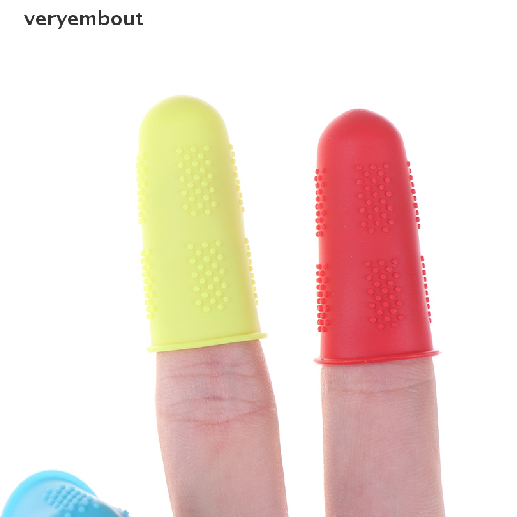【ut】 3pcs/set Silicone Finger Protector Sleeve Cover Anti-slip Fingers Cover .