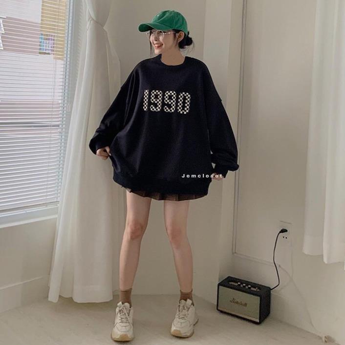 [Quà tặng kẹo] Áo sweater nỉ bông unisex 1990 cotton ,chất nỉ cotton dày mịn đẹp,Form nam <65kg, Nữ <55kg | BigBuy360 - bigbuy360.vn