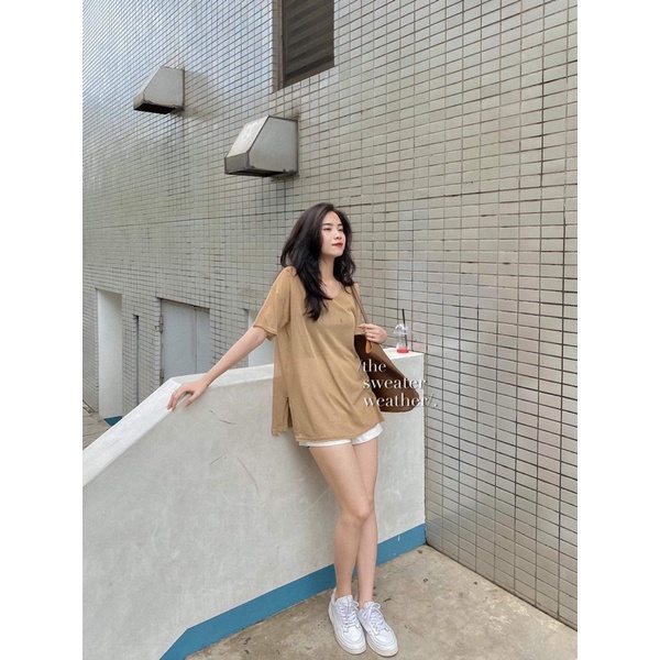 Áo cổ V len lưới mỏng mongtoghi ( Ảnh thật ) | BigBuy360 - bigbuy360.vn