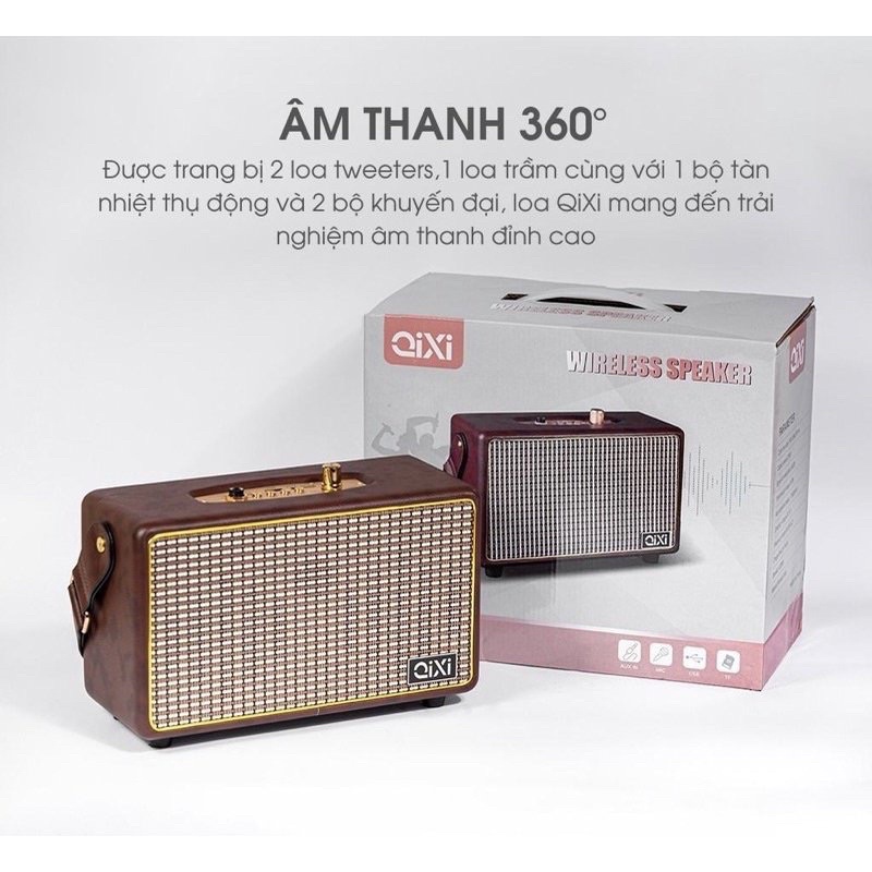 Loa Bluetooth Qixi SK-2025 Âm Thanh Hay Tích Hợp Cổng Micro 6.5 Karaoke Micro Không Dây BH 06 Tháng
