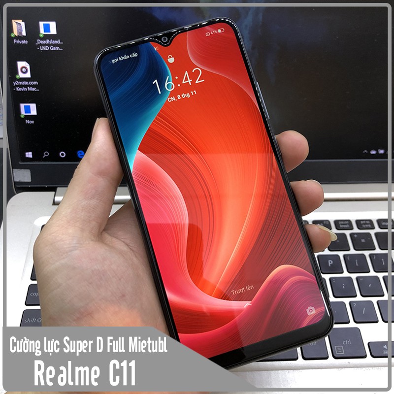 Kính cường lực Super D cho Realme C11 - Full viền Đen MIETUBL