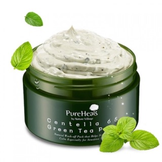 Mặt nạ dạng rửa chiết xuất trà xanh rau má PureHeals Centella 65 Green Tea Pack