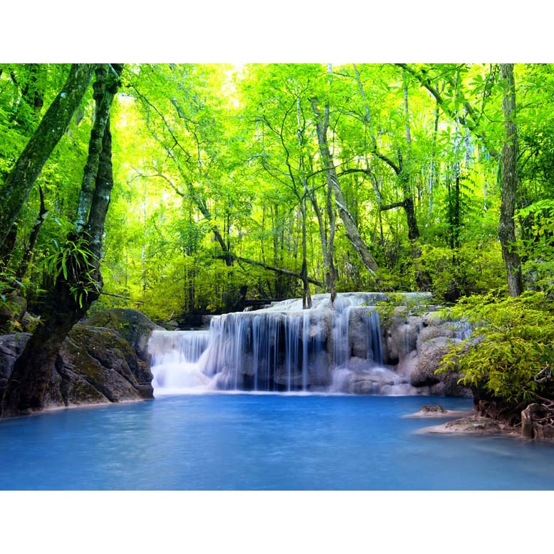 Tranh 3D Thác Nước Thiên Nhiên Đẹp Hũng Vỹ tạo thành khung cảnh tuyệt đẹp như trong cổ tích