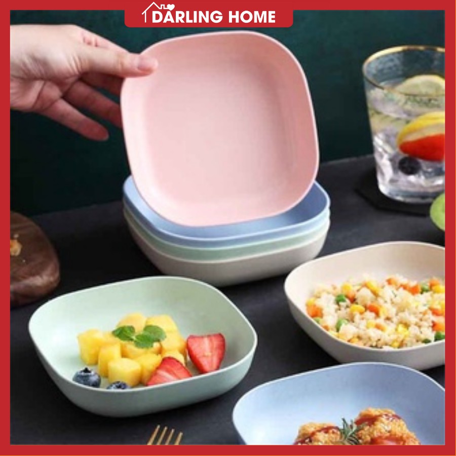 Bộ Chén Dĩa Lúa Mạch Cao Cấp, Dĩa Lúa Mạch set 8 Mon Dễ Thương Darling Home