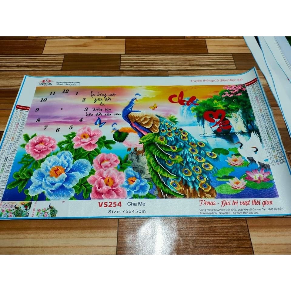 Tranh đính đá thư pháp Cha Mẹ VS041, VS254 - chưa đính đá