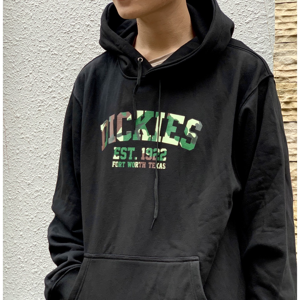 Áo hoodie nỉ đen Dickies nam nữ unisex form rộng basic in ngực chính hãng - Helistore