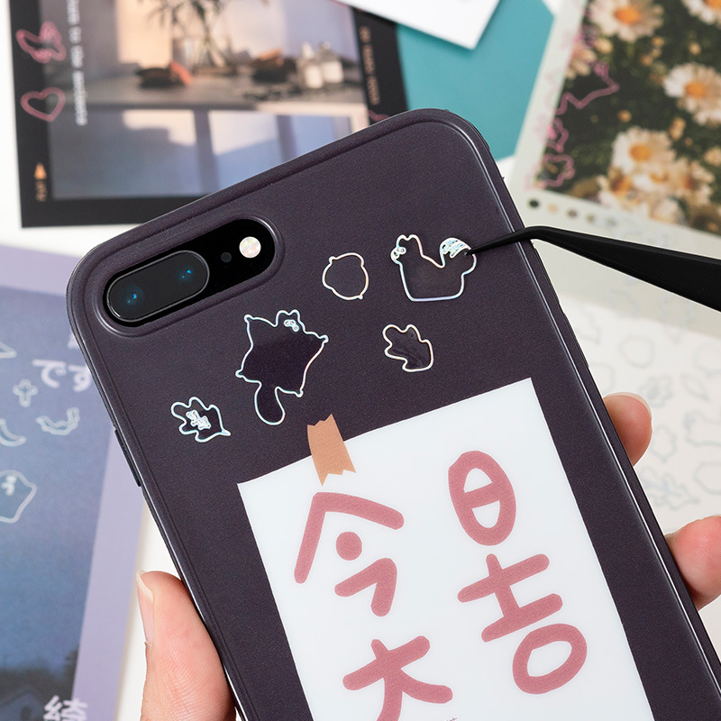 Sticker dán PVC màu laser trang trí album ảnh DIY xinh xắn