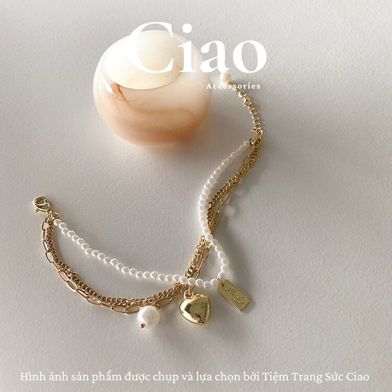 [HOẢ TỐC 1H] Vòng tay/ Lắc tay mạ bạc S925 thiết kế đính charm tinh tế phong cách Hàn Love In Ciao