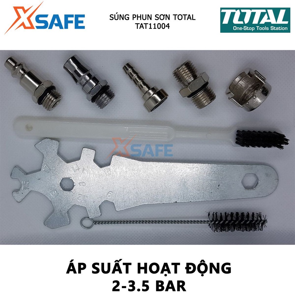 Bình phun sơn khí nén TOTAL TAT11004 đầu phun tiêu chuẩn 1.4mm, chiều rộng bình 180-250mm dung tích 1000cc, sơn nền bóng